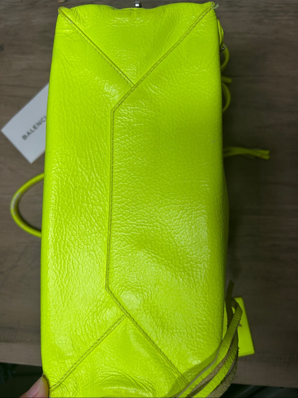 Balenciaga Neon Yellow Leather Tote Bag - Picture 5 of 11